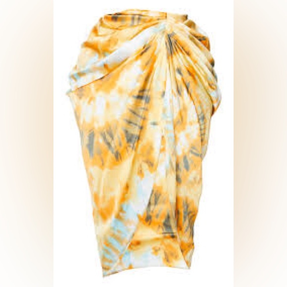 Beautiful orange tie dyed rushed side midi skirt